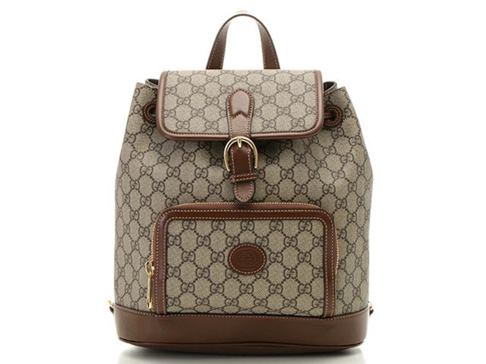 Gucci GG Supreme Backpack Interlocking G Beige Cream T